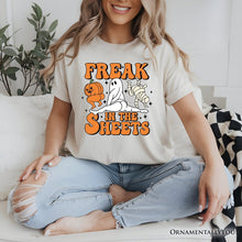Load image into Gallery viewer, Freak in the Sheets Ghost T-Shirt, Naughty Halloween Tee for Spooky Adults

