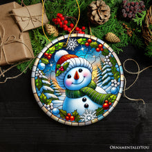 Load image into Gallery viewer, Frosty and Holly Snowman Ornament, Gift and Decor for Cheerful Winter Christmas Tree
