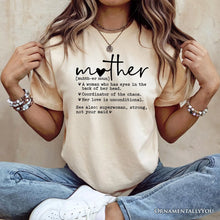 Carregar imagem no visualizador da galeria, Funny Mom Definition T-Shirt, White, Natural and Black Tee for Strong and Real Mothers
