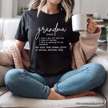 Carregar imagem no visualizador da galeria, Grandma Definition T-Shirt, White, Natural, Navy and Black Funny Tee for Grandmothers
