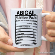 Carregar imagem no visualizador da galeria, Grandma Nutrition Facts Personalized Mug, Birthday Gift With Custom Name
