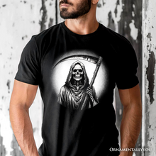 Cargar imagen en el visor de la galería, Grim Reaper Spooky Portrait T-Shirt, Horror Villain Theme Halloween Tee
