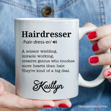Carregar imagem no visualizador da galeria, Hairdresser Definition Personalized Mug, Funny Stylist Gift With Custom Name
