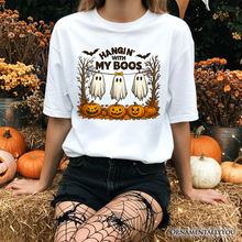 Cargar imagen en el visor de la galería, Hanging with My Boos Ghost T-Shirt, Funny Halloween Spooky Season Tee
