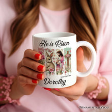 Carregar imagem no visualizador da galeria, He Is Risen Easter Jesus Personalized Mug, Matthew 28:6 Christian Gift With Custom Name
