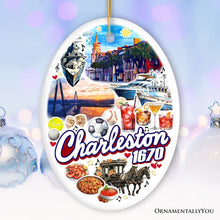 Cargar imagen en el visor de la galería, Historically Vibrant Charleston Ornament, Charming Coastal City South Carolina Christmas Gift
