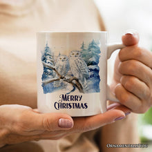 Carregar imagem no visualizador da galeria, Snowy Owl Personalized Mug, Grand Arctic Majesty Christmas Gift With Custom Name and Date
