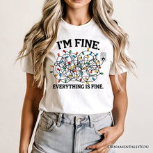 Carregar imagem no visualizador da galeria, I’m Fine Christmas Lights T‑Shirt, Funny Holiday Humor Tee for Stressed Festive People
