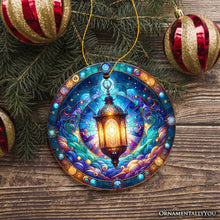 Load image into Gallery viewer, Illustrious Lantern Stained Glass Style Ceramic Ornament, Christmas Gift and Decor
