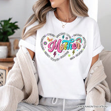 Load image into Gallery viewer, Inspiring Words for Mothers Heart T-Shirt, White Colorful Tee for Strong Women
