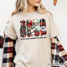 Carregar imagem no visualizador da galeria, It's Most Wonderful Time Of The Year T‑Shirt, Reindeer, Santa, Snowman Vintage Tee for Christmas
