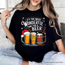 Carregar imagem no visualizador da galeria, It's The Most Wonderful Time for a Beer T‑Shirt, Funny Holiday Beer Christmas Tee for Festive Drinkers
