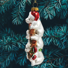 Carregar imagem no visualizador da galeria, Joyful Polar Bear Trio Stacked Glass Christmas Ornament
