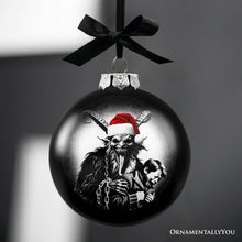Carregar imagem no visualizador da galeria, Krampus Christmas Spooky Portrait Glass Ornament, Black Horror Halloween Tree Decoration

