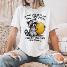Carregar imagem no visualizador da galeria, Lemon Squeezy Raccoon T-Shirt, Funny White Tee for Sarcastic People
