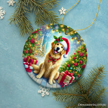 Carregar imagem no visualizador da galeria, Majestic Golden Retriever with Santa Hat Ornament, Delightful Christmas Gift and Decor

