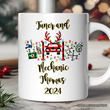 Carregar imagem no visualizador da galeria, Personalized Mug Automotive Technician Plaid Christmas, Mechanic Repair and Parts Gift for Shop
