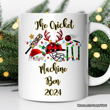 Carregar imagem no visualizador da galeria, Personalized Mug Cricket Buffalo Plaid Christmas, Team and Coaches Gift
