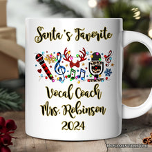 Carregar imagem no visualizador da galeria, Personalized Mug Singers Buffalo Plaid Christmas, Microphone Gift
