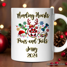 Carregar imagem no visualizador da galeria, Personalized Mug Pet Themed Buffalo Plaid Veterinarian Christmas, Animal Owner Gift
