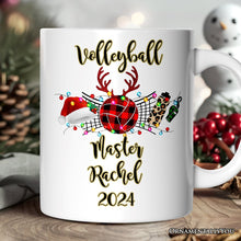 Carregar imagem no visualizador da galeria, Personalized Mug Volleyball Buffalo Plaid Christmas, Team and Coaches Gift

