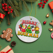 Load image into Gallery viewer, Merry Duckmas Christmas Ornament, Whimsical Rubber Duck Themed Holiday Decor
