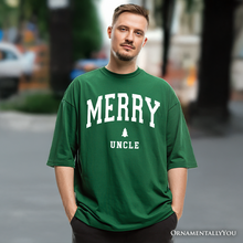 Carregar imagem no visualizador da galeria, Merry Uncle Retro Christmas T-Shirt, Matching Family Holiday Tee
