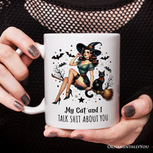 Carregar imagem no visualizador da galeria, My Cat and I Gossip About You Personalized Halloween Mug, Retro Gift with Custom Name
