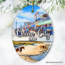 Carregar imagem no visualizador da galeria, Ocean City Ceramic Ornament, Maryland Coastal Themes Christmas Decoration and Gift

