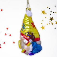 Carregar imagem no visualizador da galeria, Painter Artist Gnome Glass Christmas Ornament
