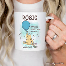 Carregar imagem no visualizador da galeria, Personalized Mug Life's Ups and Downs are Easier With a Friend, Pooh Bear's Uplifting Quote with Custom Name
