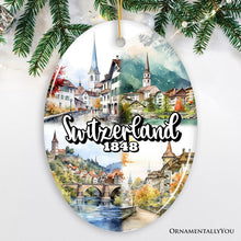 Carregar imagem no visualizador da galeria, Picturesque Switzerland Landmarks Ornament, Bern Travel Souvenir and Christmas Gift

