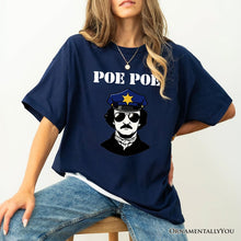 Carregar imagem no visualizador da galeria, Police Edgar Allan Poe Poe T-Shirt, Navy and White Funny Tee
