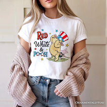 Carregar imagem no visualizador da galeria, Red White &amp; Proud T-Shirt, Patriotic 4th of July Celebration Pooh Bear Tee
