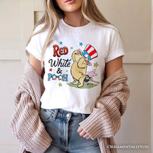 Carregar imagem no visualizador da galeria, Red White &amp; Proud T-Shirt, Patriotic 4th of July Celebration Pooh Bear Tee
