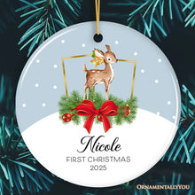 Carregar imagem no visualizador da galeria, Reindeer Baby's First Christmas Personalized Ornament
