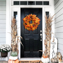 Load image into Gallery viewer, Rustic Harvest Illuminated 24&quot; Fall Wreath, Lighted with Maple Leafs, Pinecones, Pumpkins and Autumn Berries
