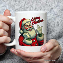 Load image into Gallery viewer, Santa Middle Finger Christmas Personalized Mug, Vintage Humorous Gift with Custom Name
