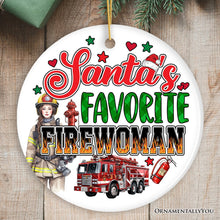 Load image into Gallery viewer, Santa's Favorite Fireman and Firewoman Ornament, Artistic Christmas Appreciation Keepsake
