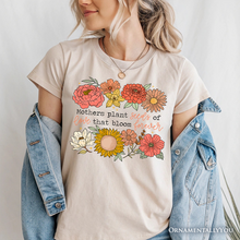 Load image into Gallery viewer, Seeds of Love Mama Floral T-Shirt, White, Natural and Black Retro Tee for Sentimental Mothers
