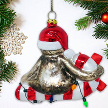 Carregar imagem no visualizador da galeria, Sloth and Candy Cane Glass Christmas Ornament
