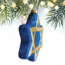 Load image into Gallery viewer, Star of David Glass Christmas Ornament, Jewish Holiday Hannukah Tree Gift
