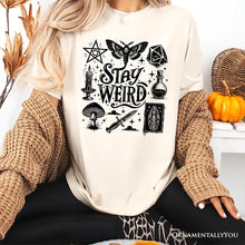 Load image into Gallery viewer, Stay Weird Witchy Vibes T-Shirt, Mystical Halloween Tee for Powerful Women
