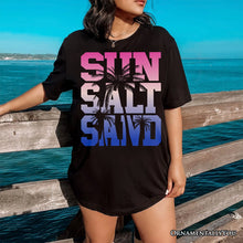 Carregar imagem no visualizador da galeria, Sun Salt Sand Summer T-Shirt, Black Minimalist Beach Tee
