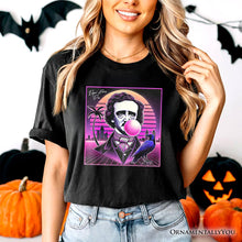 Load image into Gallery viewer, Synthwave 80&#39;s Styled Edgar Allan Poe Horror T-Shirt, Vaperwave Classic Retro Neon Halloween Tee
