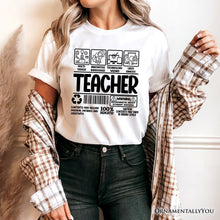 Load image into Gallery viewer, Teacher Label T-Shirt, Funny Barcode Tee for Dedicated Educators
