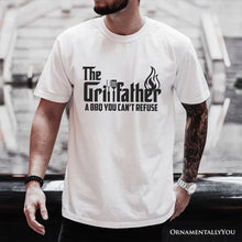 Carregar imagem no visualizador da galeria, The Grillfather BBQ T-Shirt, White Funny Tee for Grillmaster Dads
