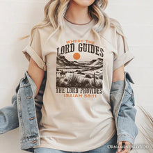 Carregar imagem no visualizador da galeria, The Lord Provides Christian T-Shirt, Retro Western Desert Worship White and Natural Tee

