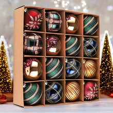 Load image into Gallery viewer, Touch of Gold Delightfully Glittered Ornament Bauble Set, Green, Blue, Bronze and Maroon 16 Piece Bundle
