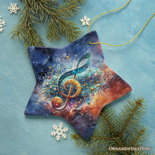 Carregar imagem no visualizador da galeria, Treble G-Clef Cosmic Melodic Symphony Ornament, Festive Holiday Decor, Musician Souvenir
